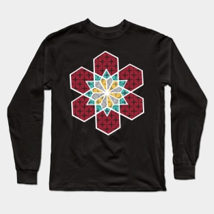 SNOWFLAKE GEOMETRIC STAR DESIGN RED YELLOW GREEN MAROON Long Sleeve T-Shirt